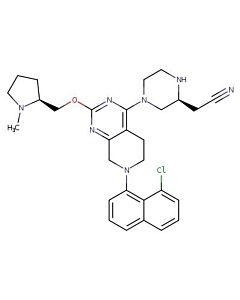 Astatech 2-((S)-4-(7-(8-CHLORONAPHTHALEN-1-YL)-2-(((S)-1-METHYLPYRROLIDIN-2-YL)METHOXY)-5,6,7,8-TETRAHYDROPYRIDO[3,4-D]PYRIMIDIN-4-YL)PIPERAZIN-2-YL)ACETONITRILE, 95.00% Purity, 50MG